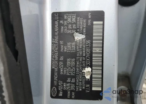 2007 Hyundai Santa Fe Gls из США, поврежденный, VIN 5NMSG73DX7H081336